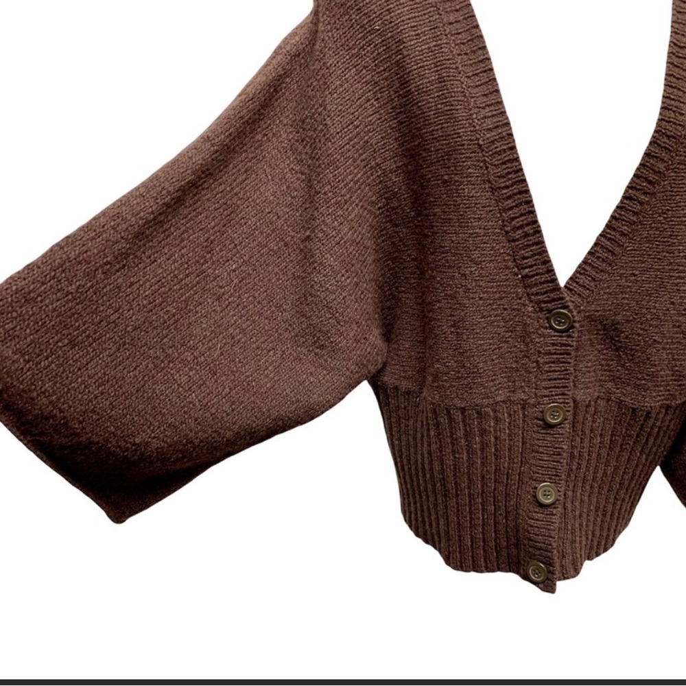 GAP Bell Sleeve 4 Button Lambs Wool Blend Ribbed V Neck Cardigan Ribbed … - Picture 2 of 6
